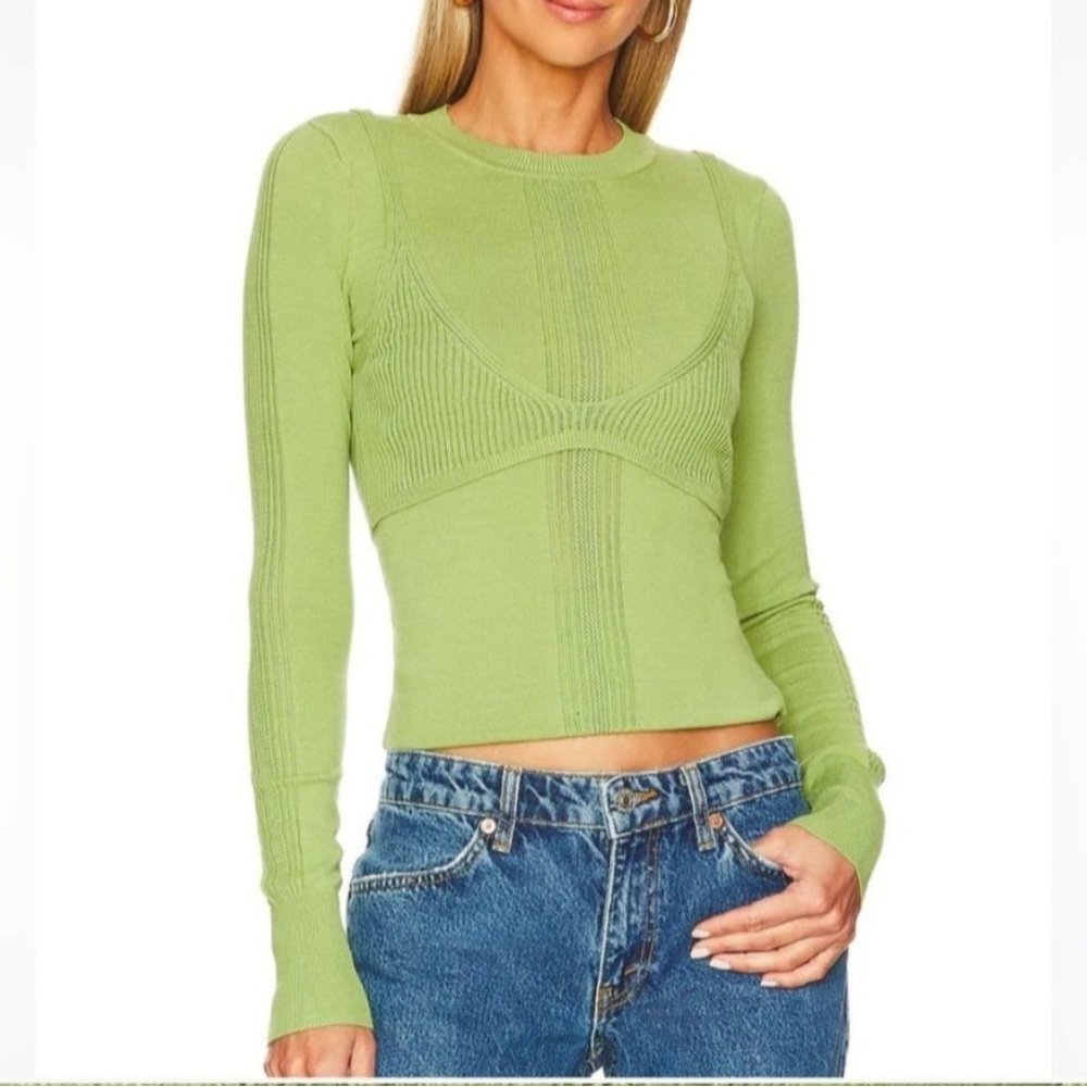 Revolve Lovers and Friends Layered Green Sweater Womens Size Small Izario Nwt